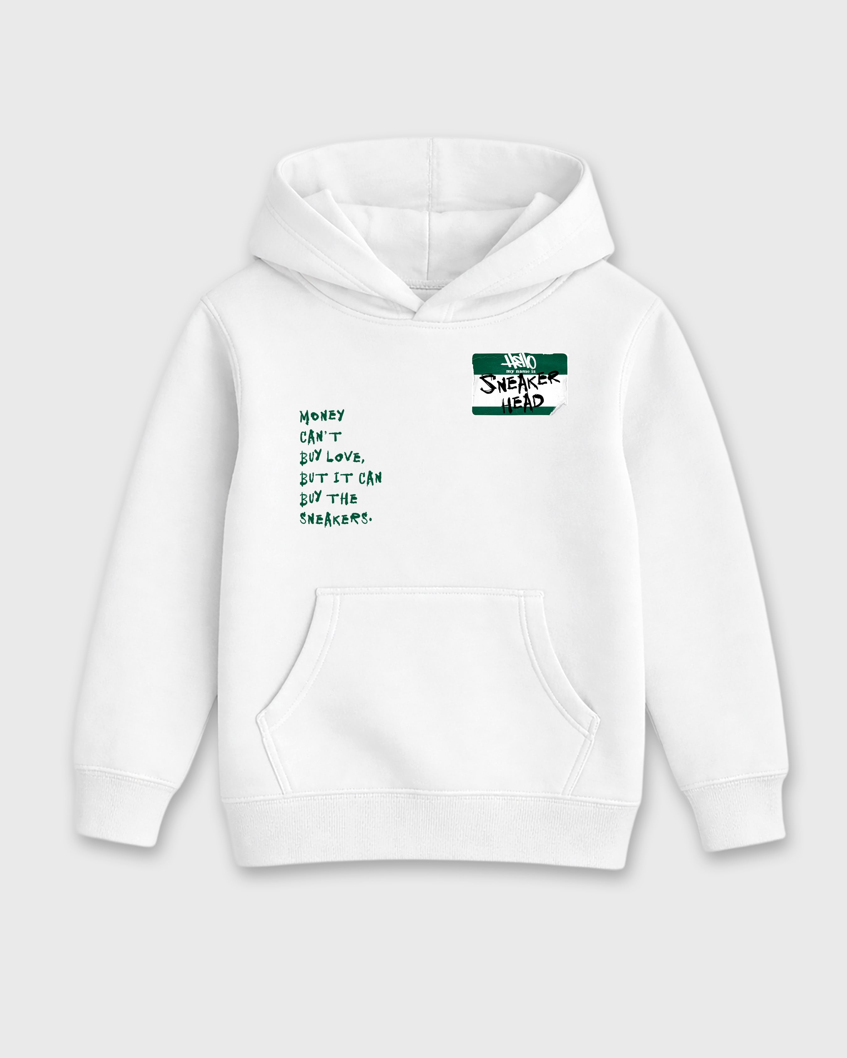 Sneakerhead Badge Baby & Kids Graphic Hoodie featuring original artwork designed to match the Air Jordan 12 Retro Bucks. White 2 Kids Graphic Sweater.