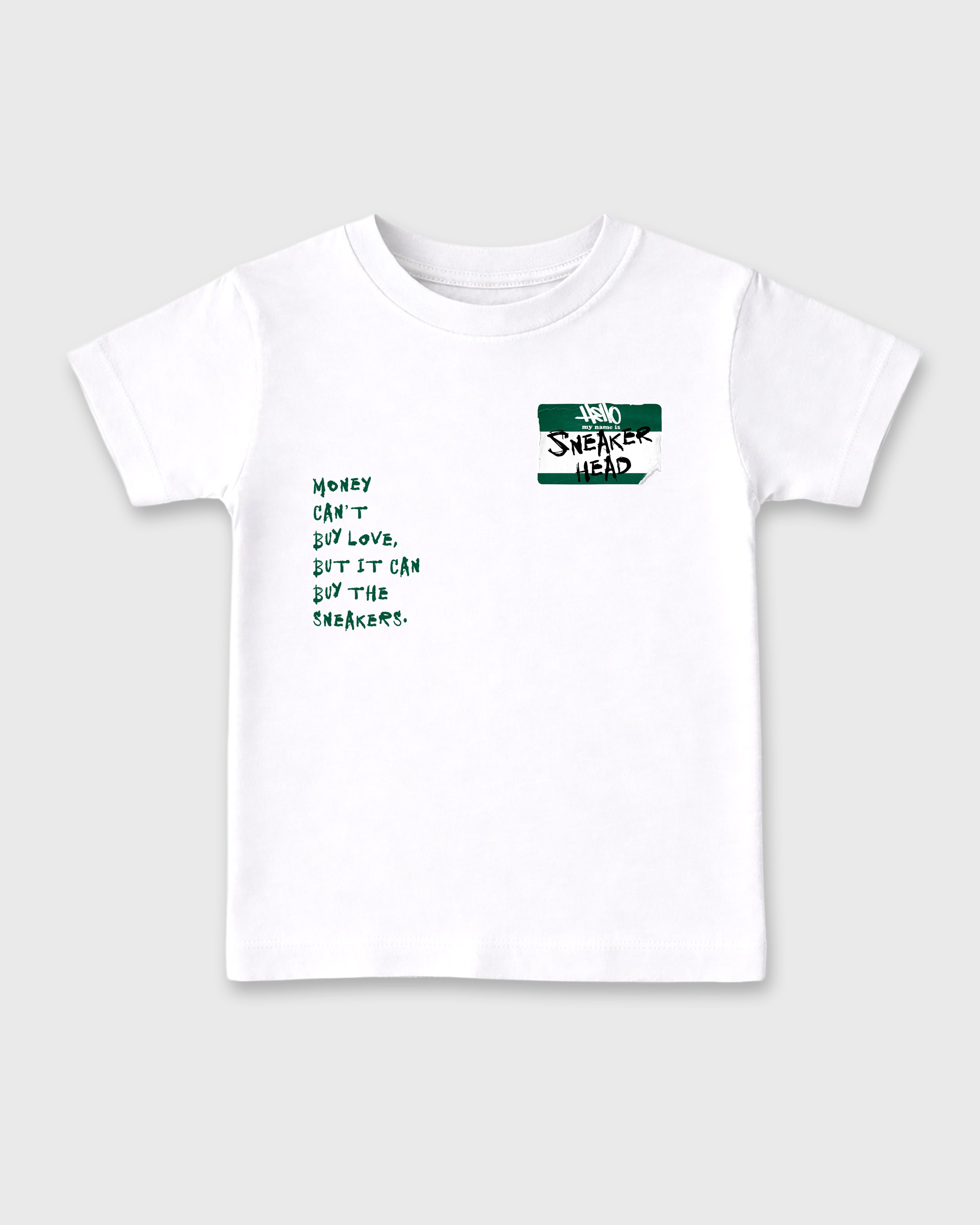 Sneakerhead Badge Baby & Kids Graphic T-Shirt featuring original artwork designed to match the Air Jordan 12 Retro Bucks. White 2 Kids Graphic Tee.