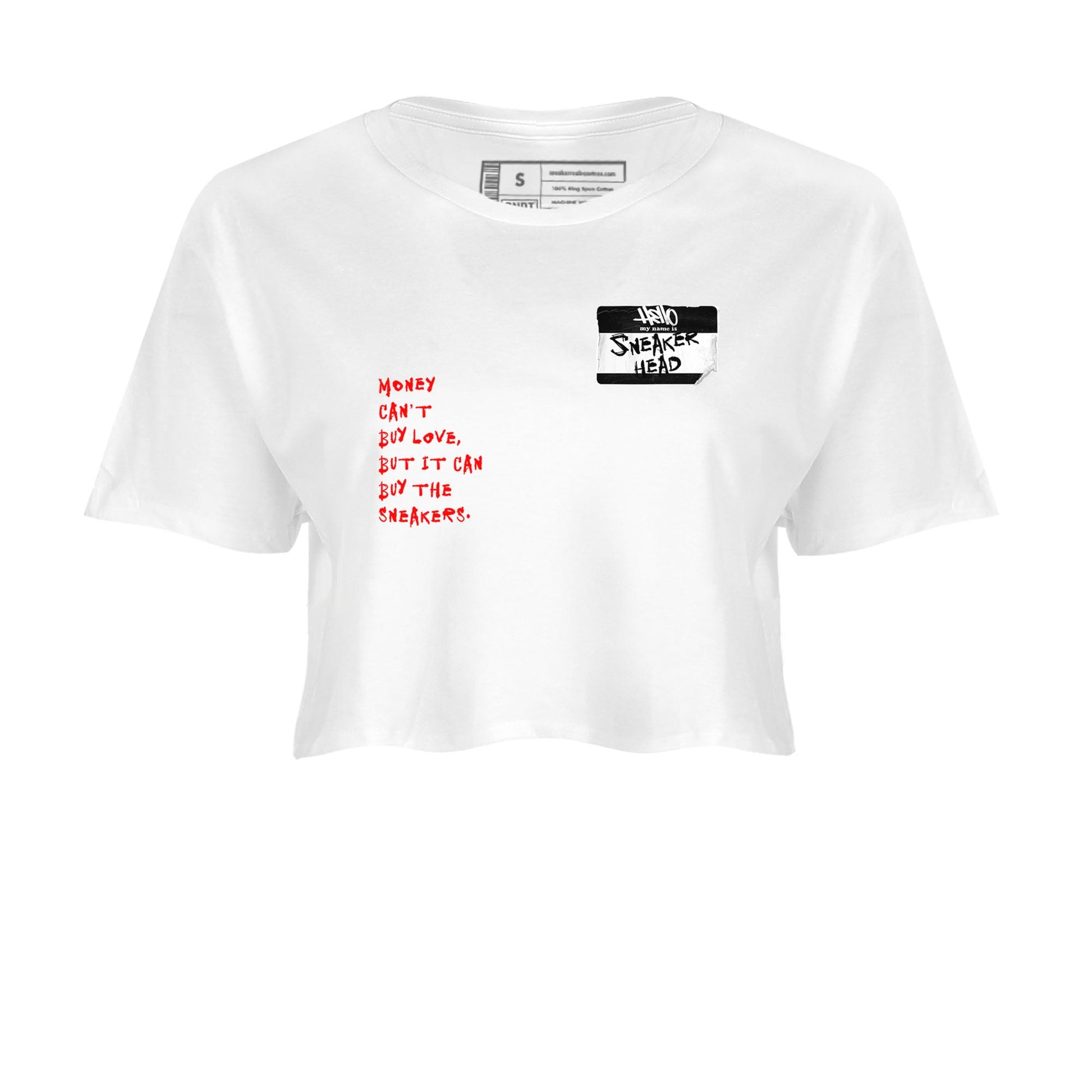 Air Jordan 12 Red Taxi shirts to match jordans Sneakerhead Badge sneaker match tees 12s Red Taxi SNRT sneaker release Tees White 2 crop length shirt