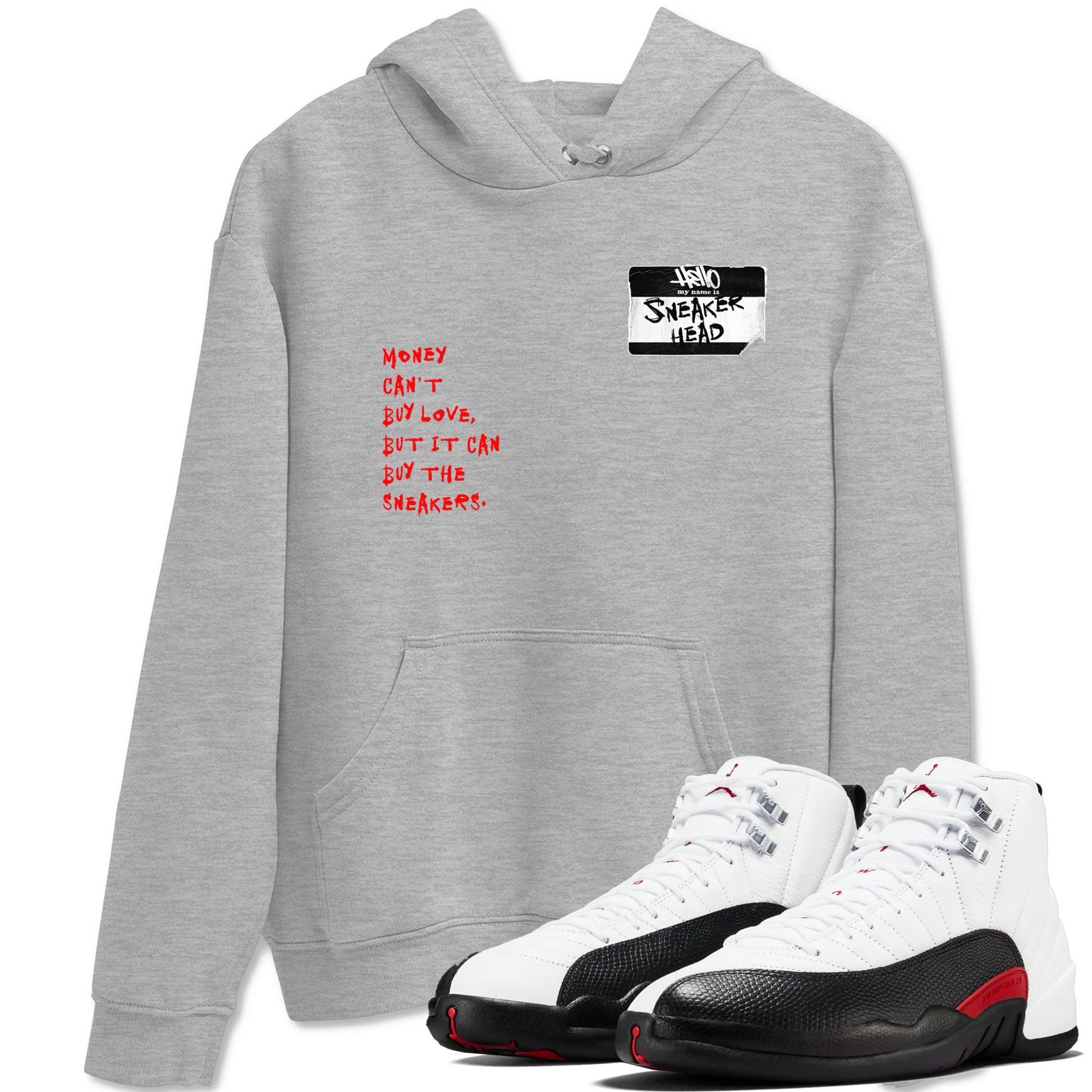 Air Jordan 12 Retro Taxi Flip shirts to match jordans Sneakerhead Badge sneaker match tees 12s Red Taxi SNRT sneaker release Tees unisex cotton Heather Grey 1 crew neck shirt