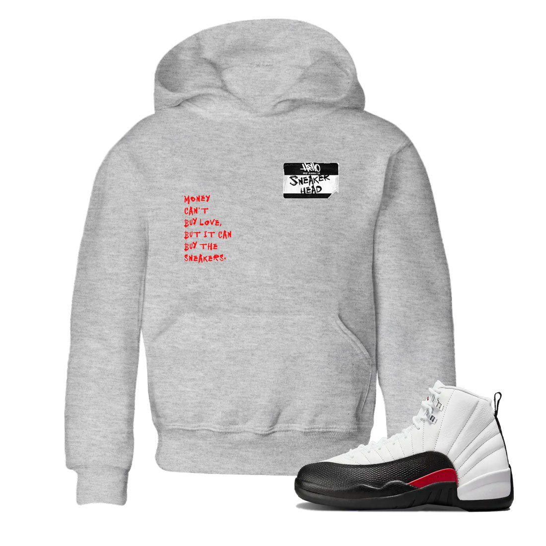 Air Jordan 12 Red Taxi shirts to match jordans Sneakerhead Badge sneaker match tees 12s Red Taxi SNRT sneaker release tees baby toddler Heather Grey 1 cotton Shirt