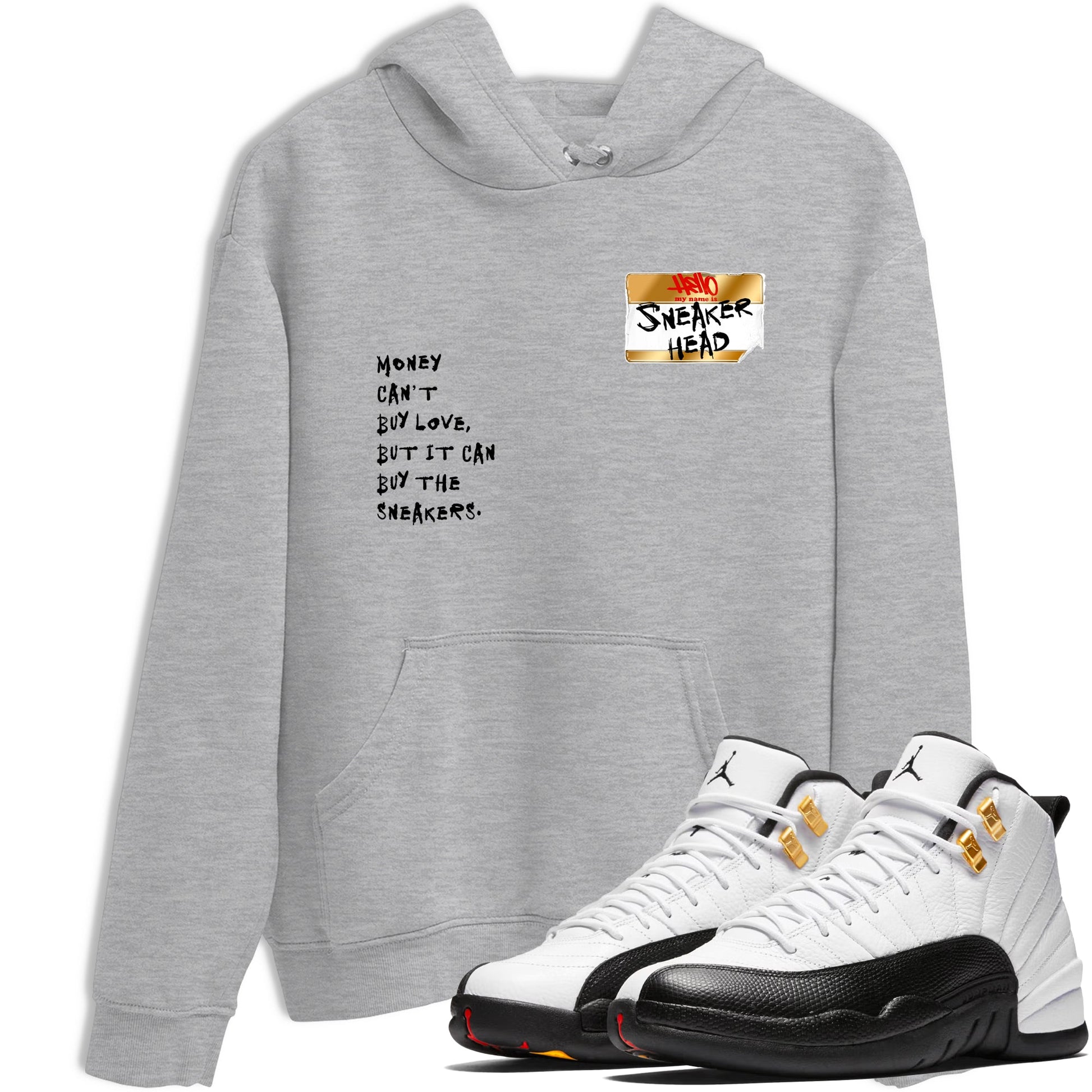 Sneaker match tees – Sneaker Tees To Match Air Jordan 12 Taxi Shoes – Sneakerhead Badge Tee Heather Grey 1