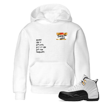 Sneaker match tees – Sneaker Tees To Match Air Jordan 12 Taxi Shoes – Sneakerhead Badge Kids T-Shirt White 1