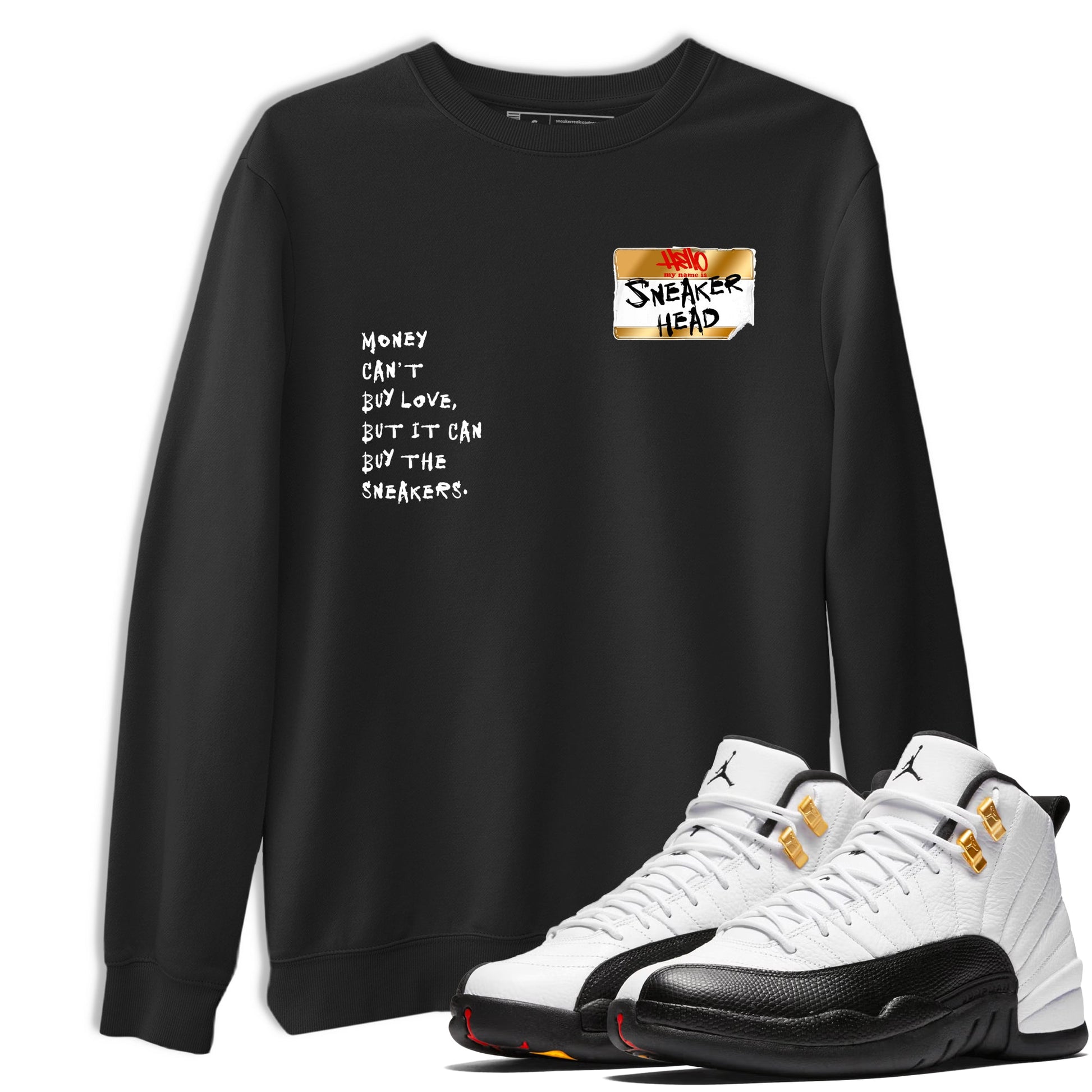 Sneaker match tees – Sneaker Tees To Match Air Jordan 12 Taxi Shoes – Sneakerhead Badge Tee Black 1