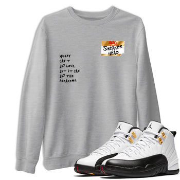 Sneaker match tees – Sneaker Tees To Match Air Jordan 12 Taxi Shoes – Sneakerhead Badge Tee Heather Grey 1