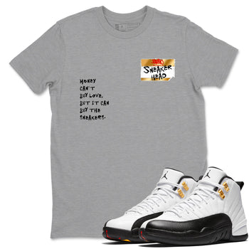 Sneaker match tees – Sneaker Tees To Match Air Jordan 12 Taxi Shoes – Sneakerhead Badge Tee Heather Grey 1