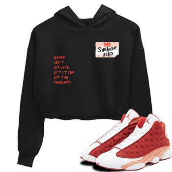 AJ13 Dune Red shirts to match jordans Sneakerhead Badge sneaker match tees Air Jordan 13 Dune Red SNRT Sneaker Tees streetwear brand Black 1 crop tee