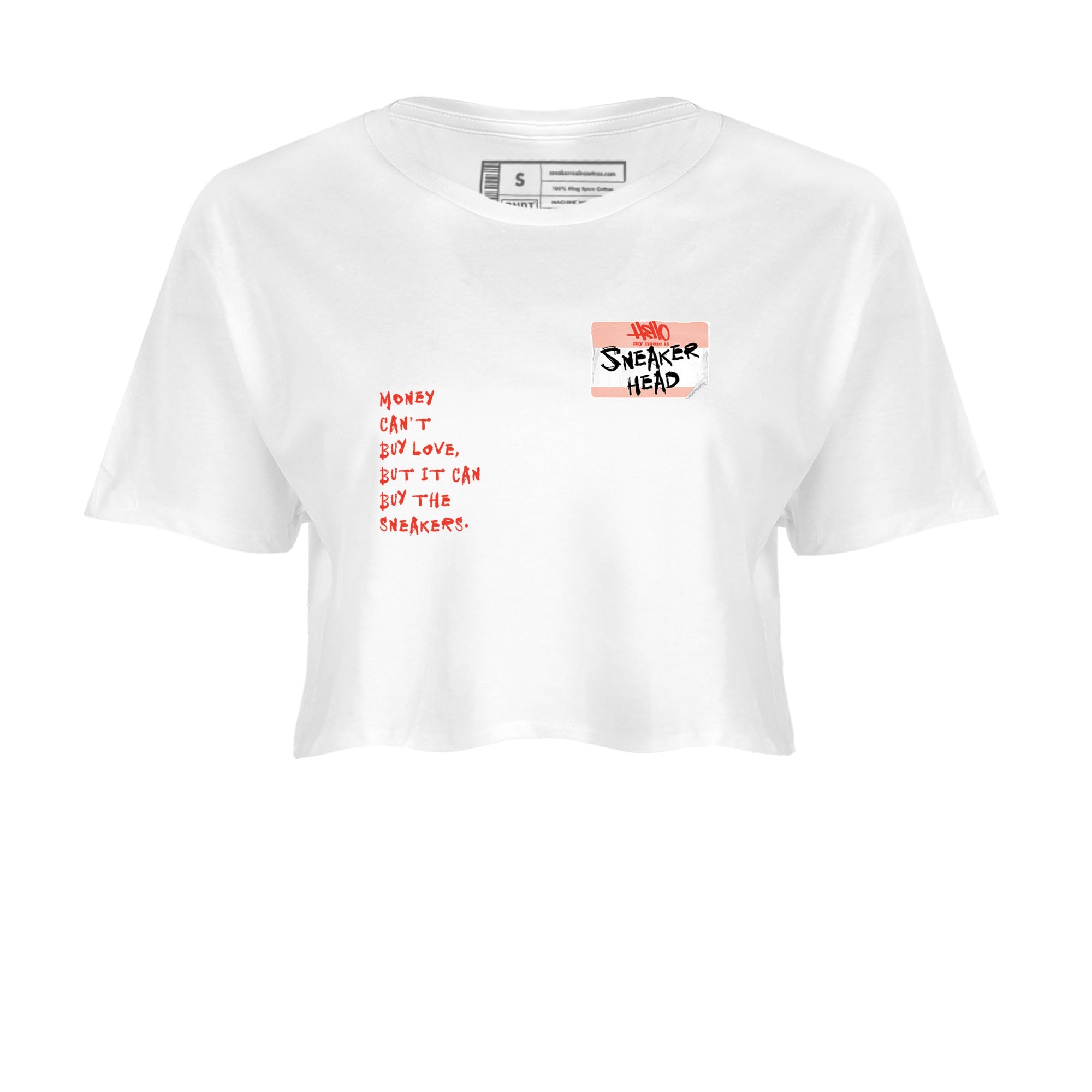 AJ13 Dune Red shirts to match jordans Sneakerhead Badge sneaker match tees Air Jordan 13 Dune Red SNRT Sneaker Tees streetwear brand White 2 crop tee