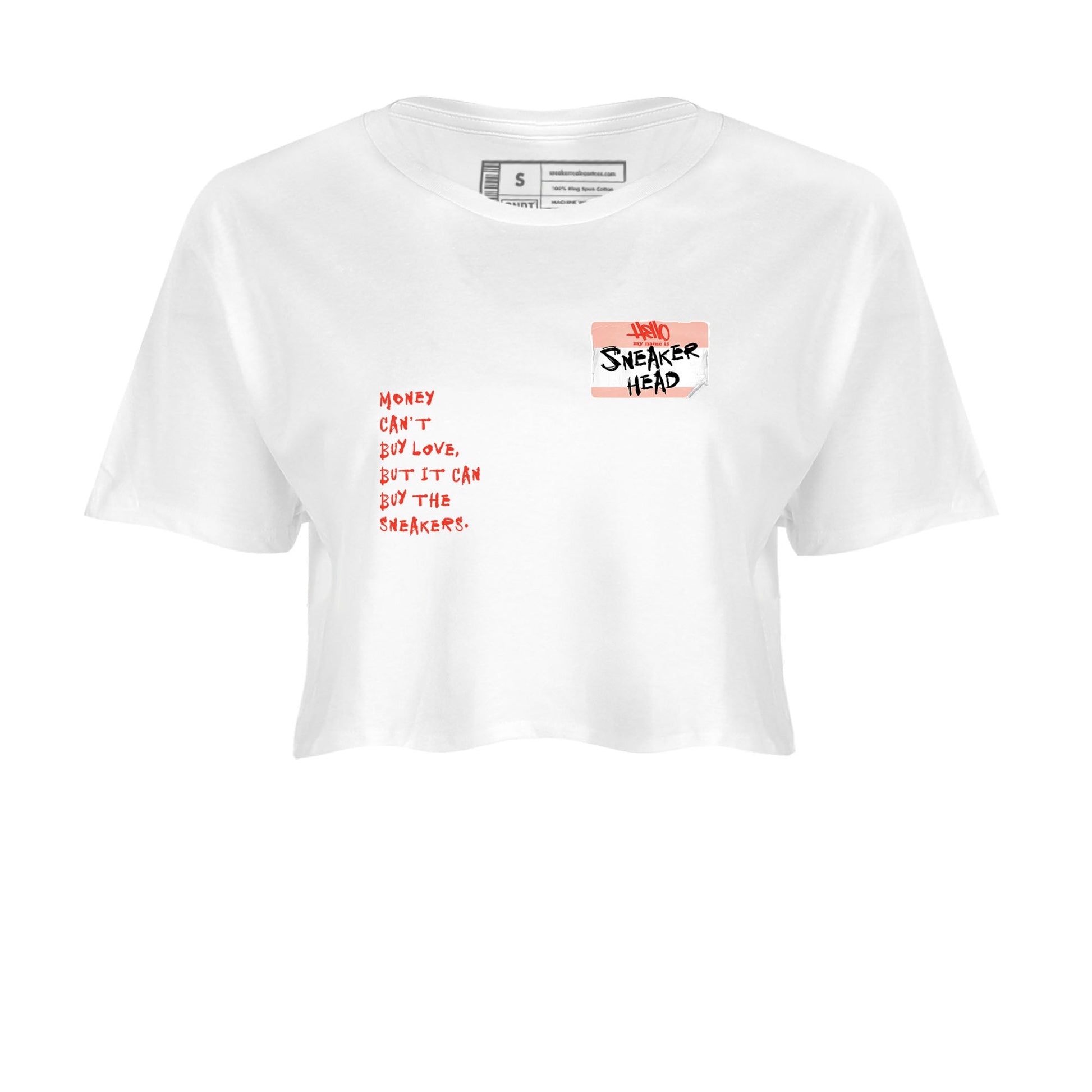 AJ13 Dune Red shirts to match jordans Sneakerhead Badge sneaker match tees Air Jordan 13 Dune Red SNRT Sneaker Tees streetwear brand White 2 crop tee