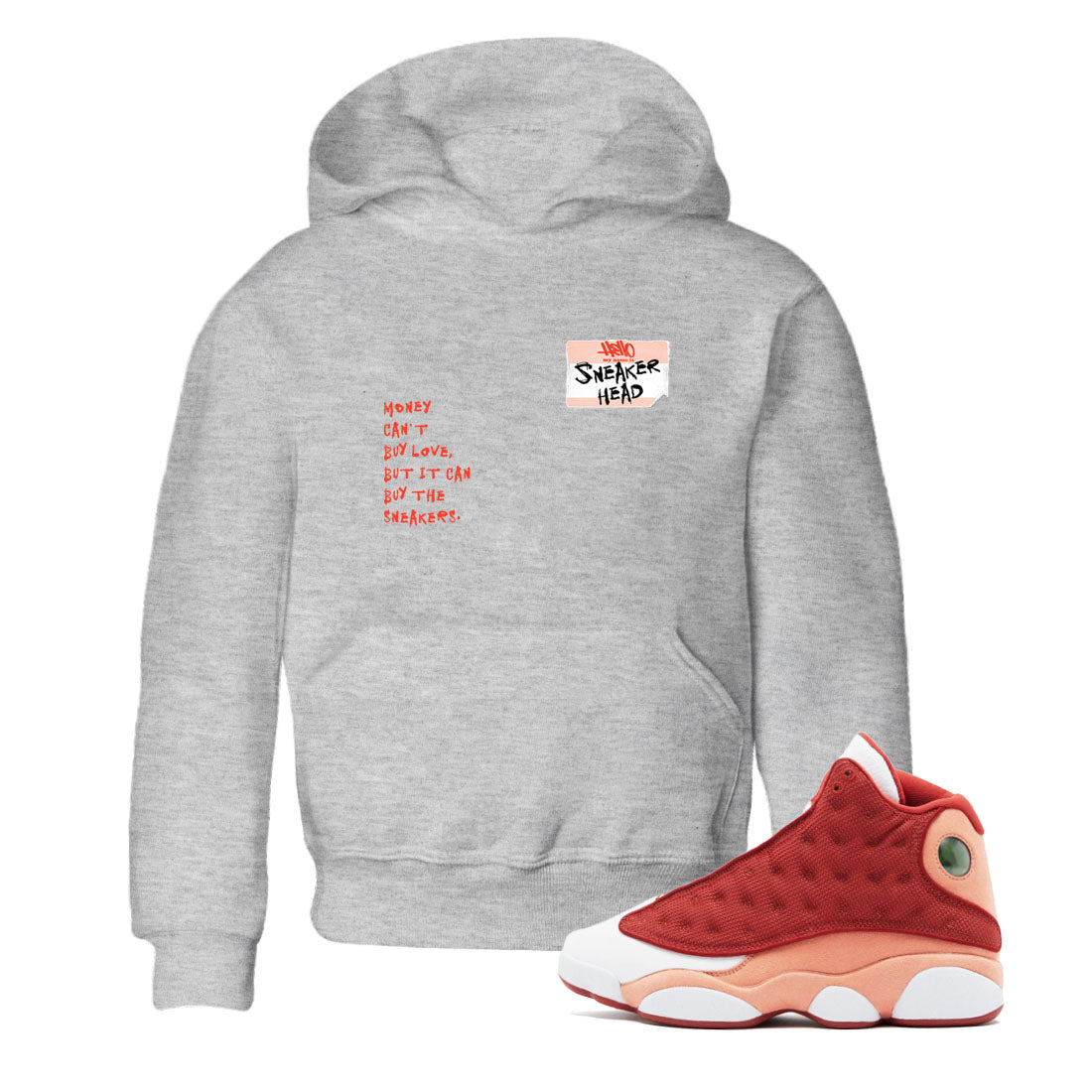 AJ13 Dune Red shirts to match jordans Sneakerhead Badge sneaker match tees Air Jordan 13 Dune Red SNRT Sneaker Tees streetwear brand Baby and Youth Heather Grey 1 cotton tee
