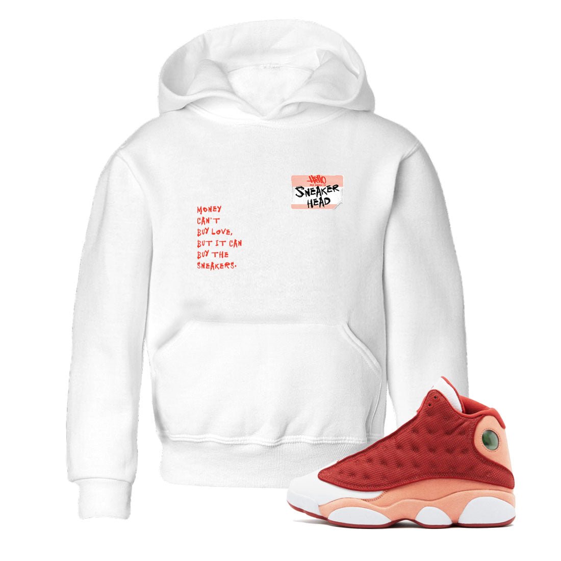 AJ13 Dune Red shirts to match jordans Sneakerhead Badge sneaker match tees Air Jordan 13 Dune Red SNRT Sneaker Tees streetwear brand Baby and Youth White 1 cotton tee