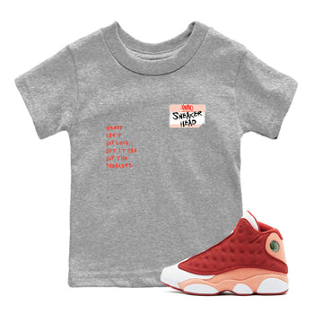 AJ13 Dune Red shirts to match jordans Sneakerhead Badge sneaker match tees Air Jordan 13 Dune Red SNRT Sneaker Tees streetwear brand Baby and Youth Heather Grey 1 cotton tee