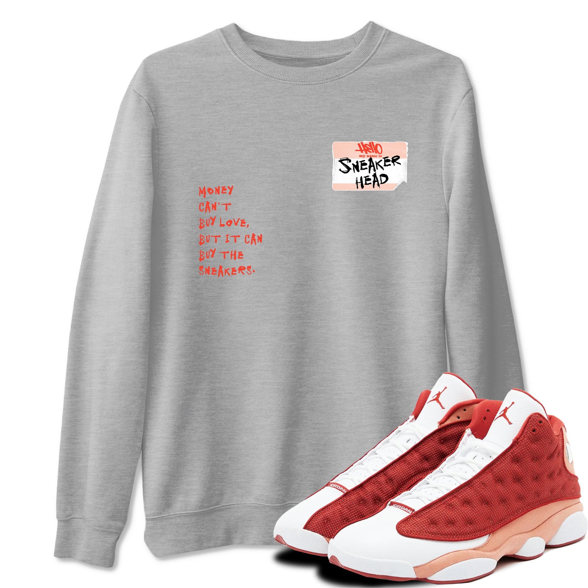 AJ13 Dune Red shirts to match jordans Sneakerhead Badge sneaker match tees Air Jordan 13 Dune Red SNRT Sneaker Tees streetwear brand Heather Grey 1 unisex cotton tee