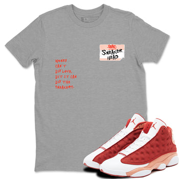 AJ13 Dune Red shirts to match jordans Sneakerhead Badge sneaker match tees Air Jordan 13 Dune Red SNRT Sneaker Tees streetwear brand Heather Grey 1 unisex cotton tee