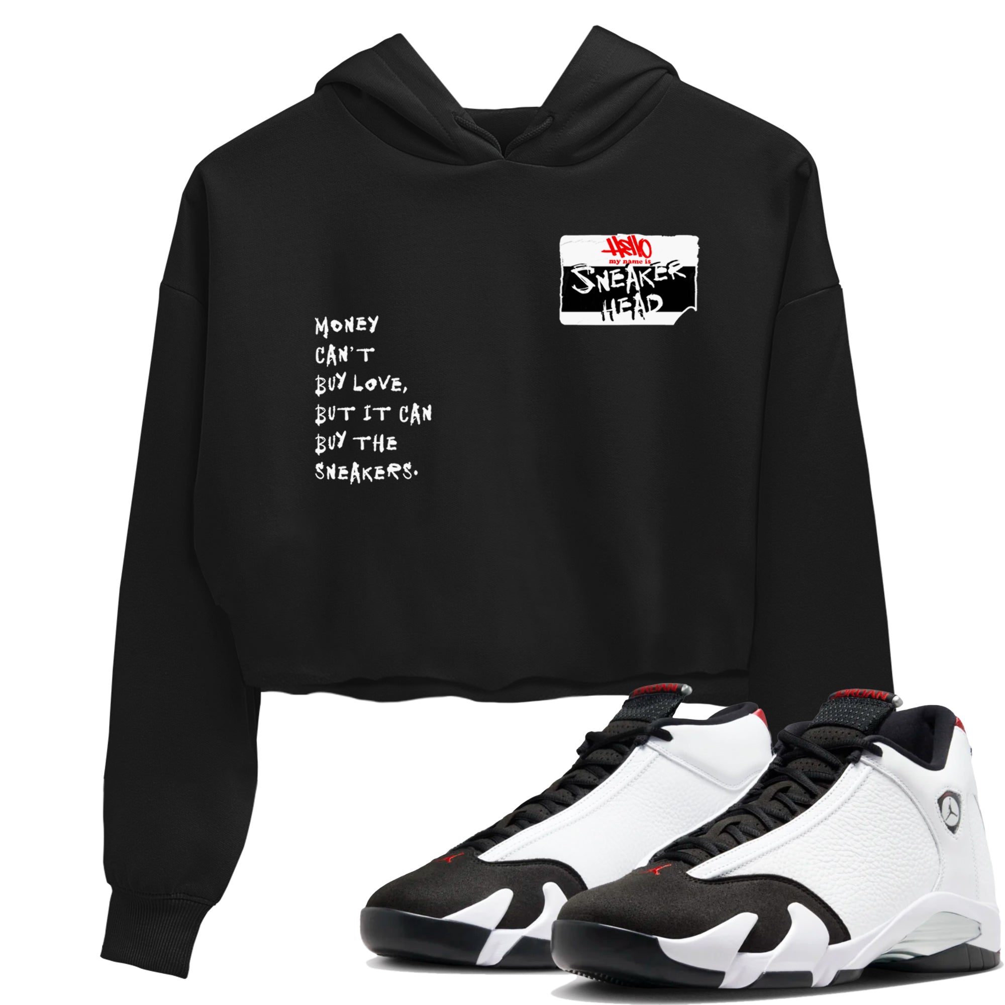 Air Jordan 14 Black Toe t shirts to match sneakers Sneakerhead Badge sneaker match tees 14s Black Toe sneaker match tee SNRT Sneaker Tees unisex cotton Black 1 crop tee