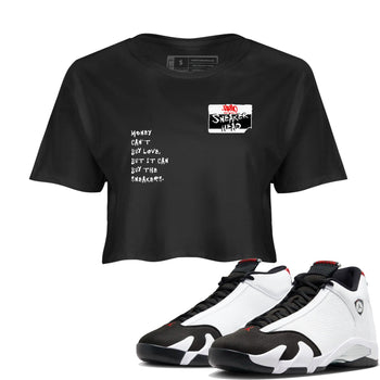 Air Jordan 14 Black Toe t shirts to match sneakers Sneakerhead Badge sneaker match tees 14s Black Toe sneaker match tee SNRT Sneaker Tees unisex cotton Black 1 crop tee