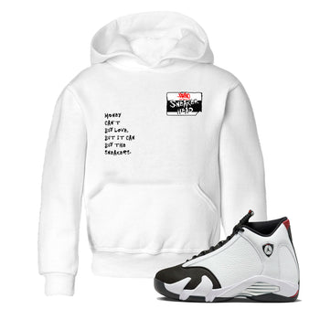 Air Jordan 14 Black Toe t shirts to match sneakers Sneakerhead Badge sneaker match tees 14s Black Toe sneaker match tee SNRT Sneaker Tees Youth Baby White 1 tee