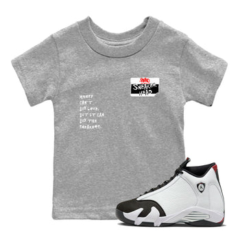 Air Jordan 14 Black Toe t shirts to match sneakers Sneakerhead Badge sneaker match tees 14s Black Toe sneaker match tee SNRT Sneaker Tees Youth Baby Heather Grey 1 tee
