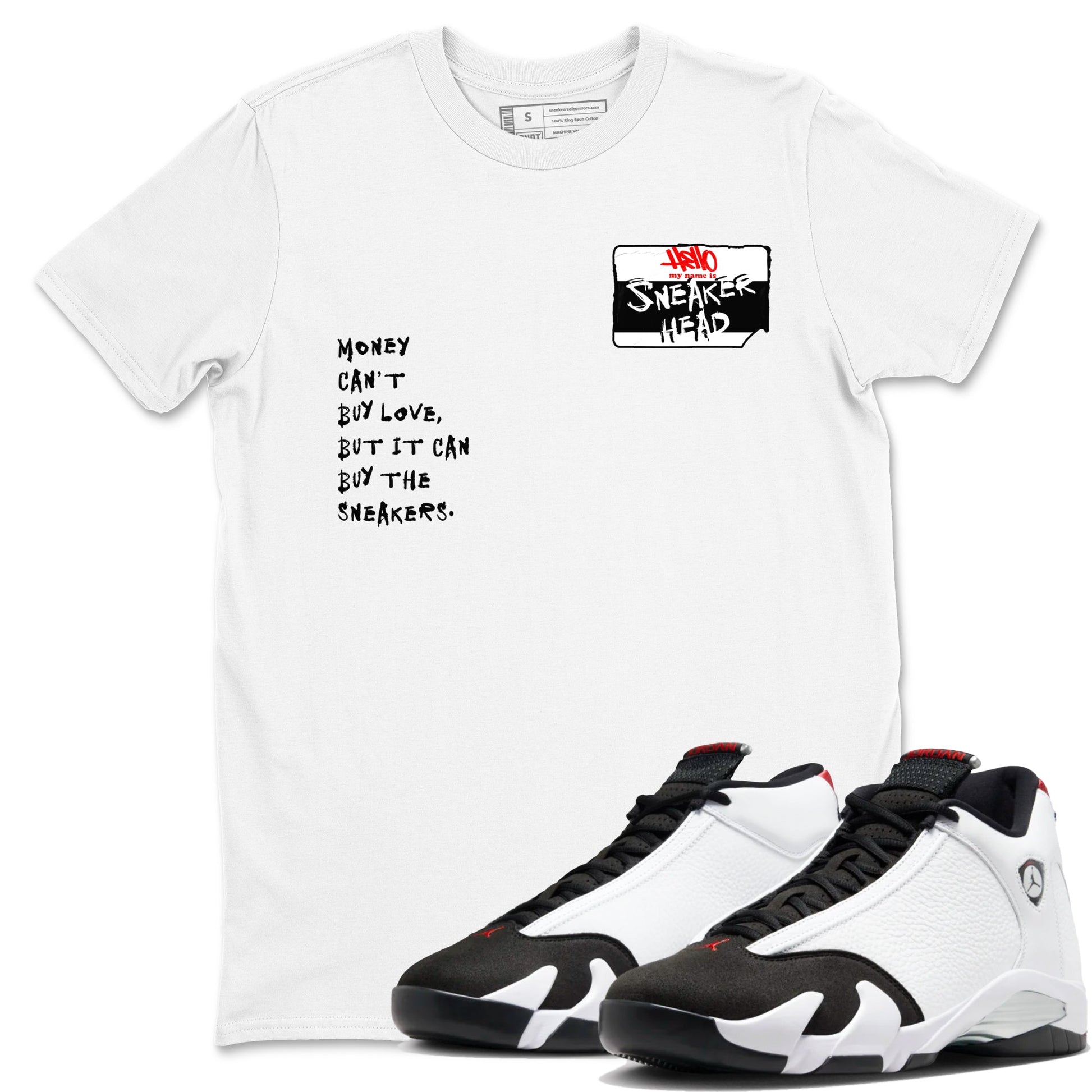 Air Jordan 14 Black Toe t shirts to match sneakers Sneakerhead Badge sneaker match tees 14s Black Toe sneaker match tee SNRT Sneaker Tees unisex cotton White 1 shirts