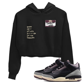 3s A Ma Maniere x Black shirts to match jordans Sneakerhead Badge sneaker match tees Air Jordan 3 A Ma Maniere x Black SNRT Sneaker Tees streetwear brand Black 1 crop tee