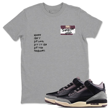 3s A Ma Maniere x Black shirts to match jordans Sneakerhead Badge sneaker match tees Air Jordan 3 A Ma Maniere x Black SNRT Sneaker Tees streetwear brand Heather Grey 1 unisex cotton tee