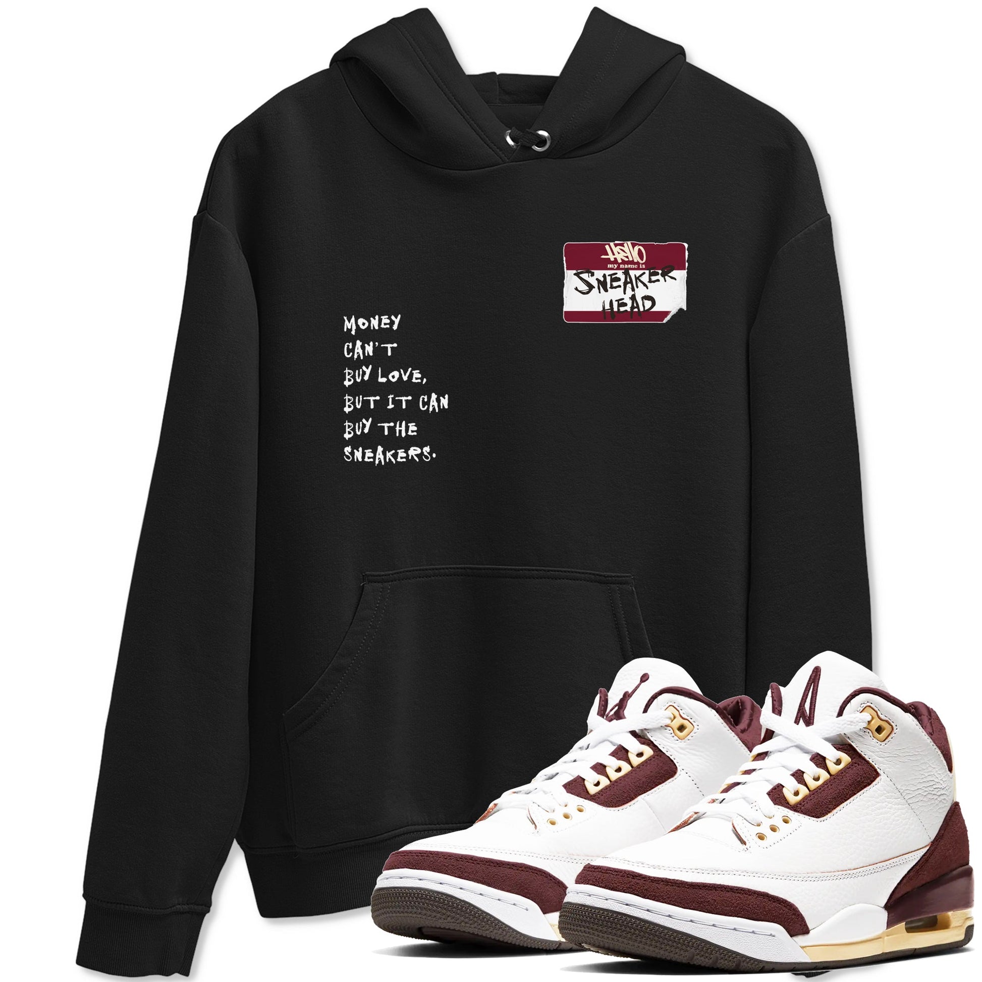 A Ma Maniére x Air Jordan 3 "Burgundy Crush" to match jordans Sneakerhead Badge sneaker match tees Air Jordan 3 A Ma Maniere x Burgundy Crush SNRT Sneaker Tees streetwear brand Black 1 unisex cotton tee