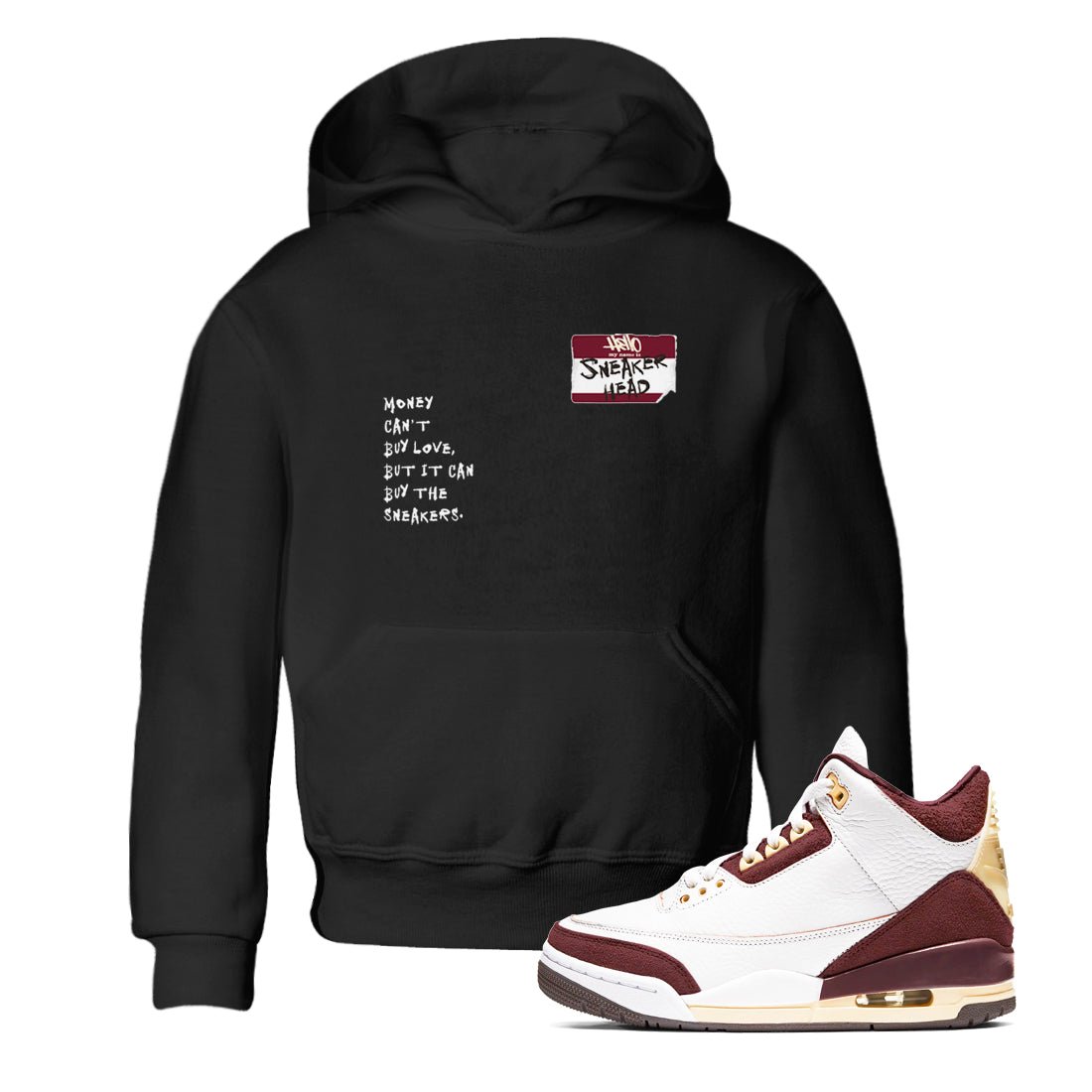 A Ma Maniére x Air Jordan 3 "Burgundy Crush" to match jordans Sneakerhead Badge sneaker match tees Air Jordan 3 A Ma Maniere x Burgundy Crush SNRT Sneaker Tees streetwear brand Baby and Youth Black 1 cotton tee