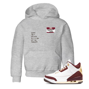 A Ma Maniére x Air Jordan 3 "Burgundy Crush" to match jordans Sneakerhead Badge sneaker match tees Air Jordan 3 A Ma Maniere x Burgundy Crush SNRT Sneaker Tees streetwear brand Baby and Youth Heather Grey 1 cotton tee