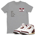 A Ma Maniére x Air Jordan 3 "Burgundy Crush" to match jordans Sneakerhead Badge sneaker match tees Air Jordan 3 A Ma Maniere x Burgundy Crush SNRT Sneaker Tees streetwear brand Heather Grey 1 unisex cotton tee