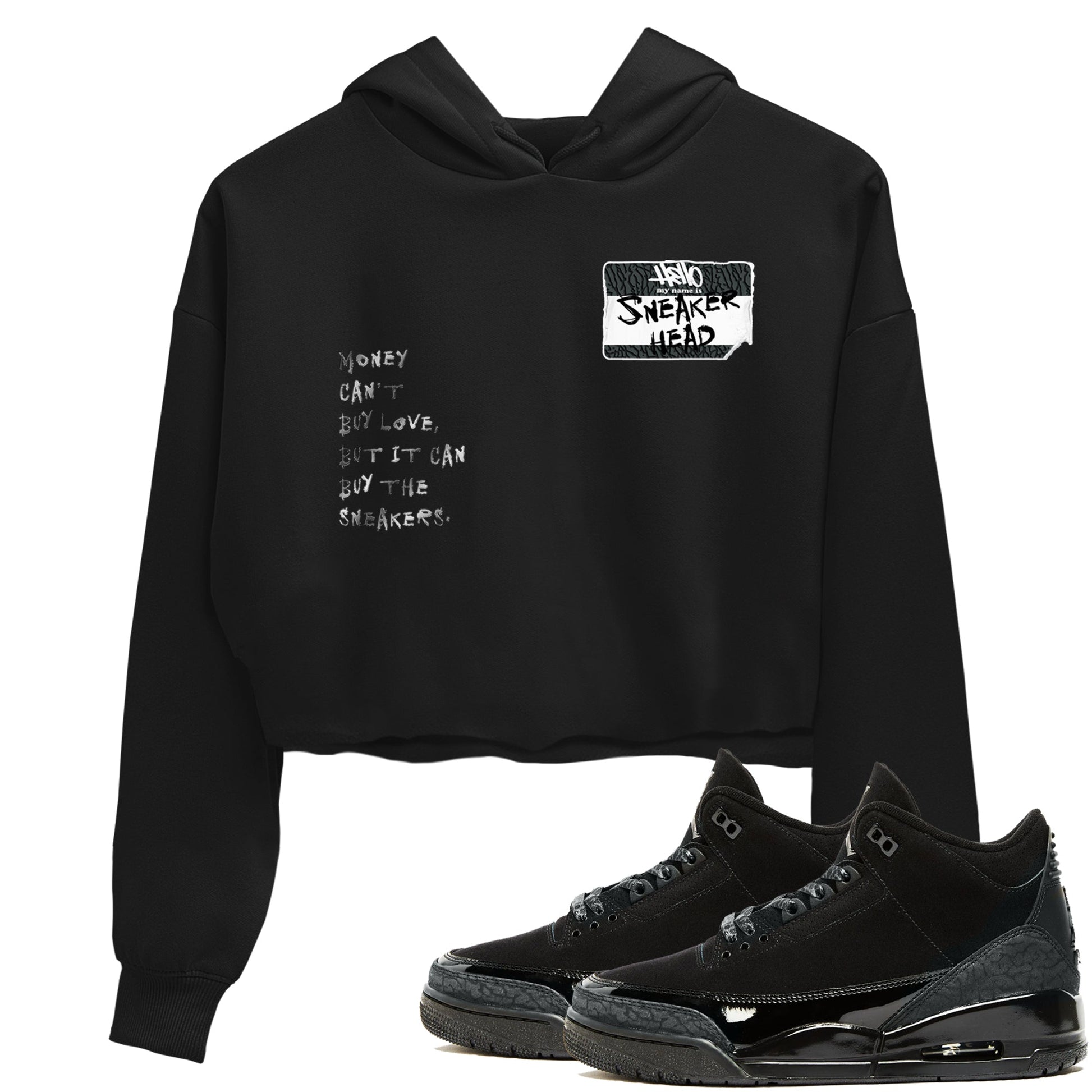 Air Jordan 3 Black Cat shirts to match jordans Sneakerhead Badge sneaker match tees Jordan 3 Retro Black Cat best t shirts to wear with jordans SNRT Sneaker Tees unisex cotton Black 1 crop tee