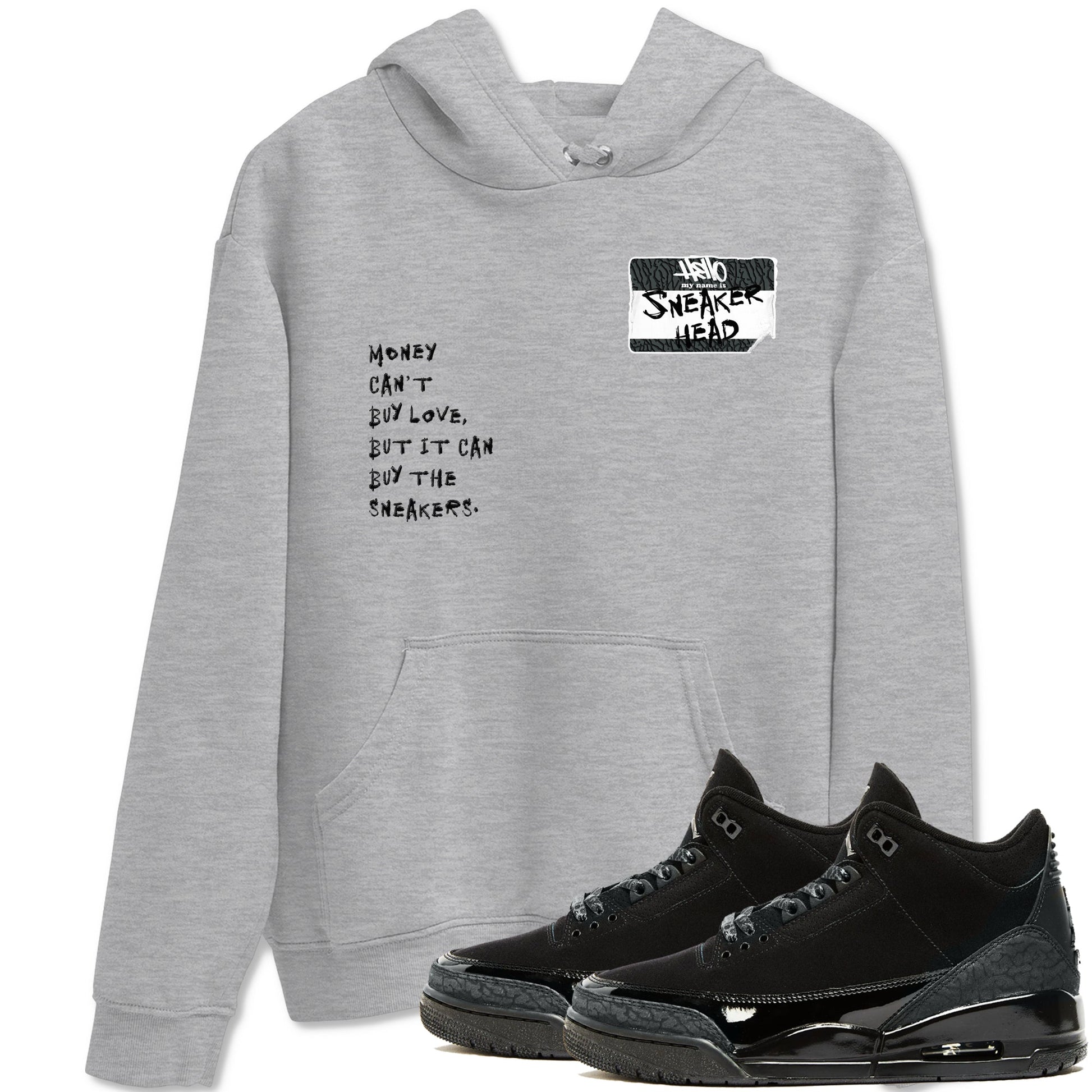 Air Jordan 3 Black Cat shirts to match jordans Sneakerhead Badge sneaker match tees Jordan 3 Retro Black Cat best t shirts to wear with jordans SNRT Sneaker Tees unisex cotton Heather Grey 1 shirts