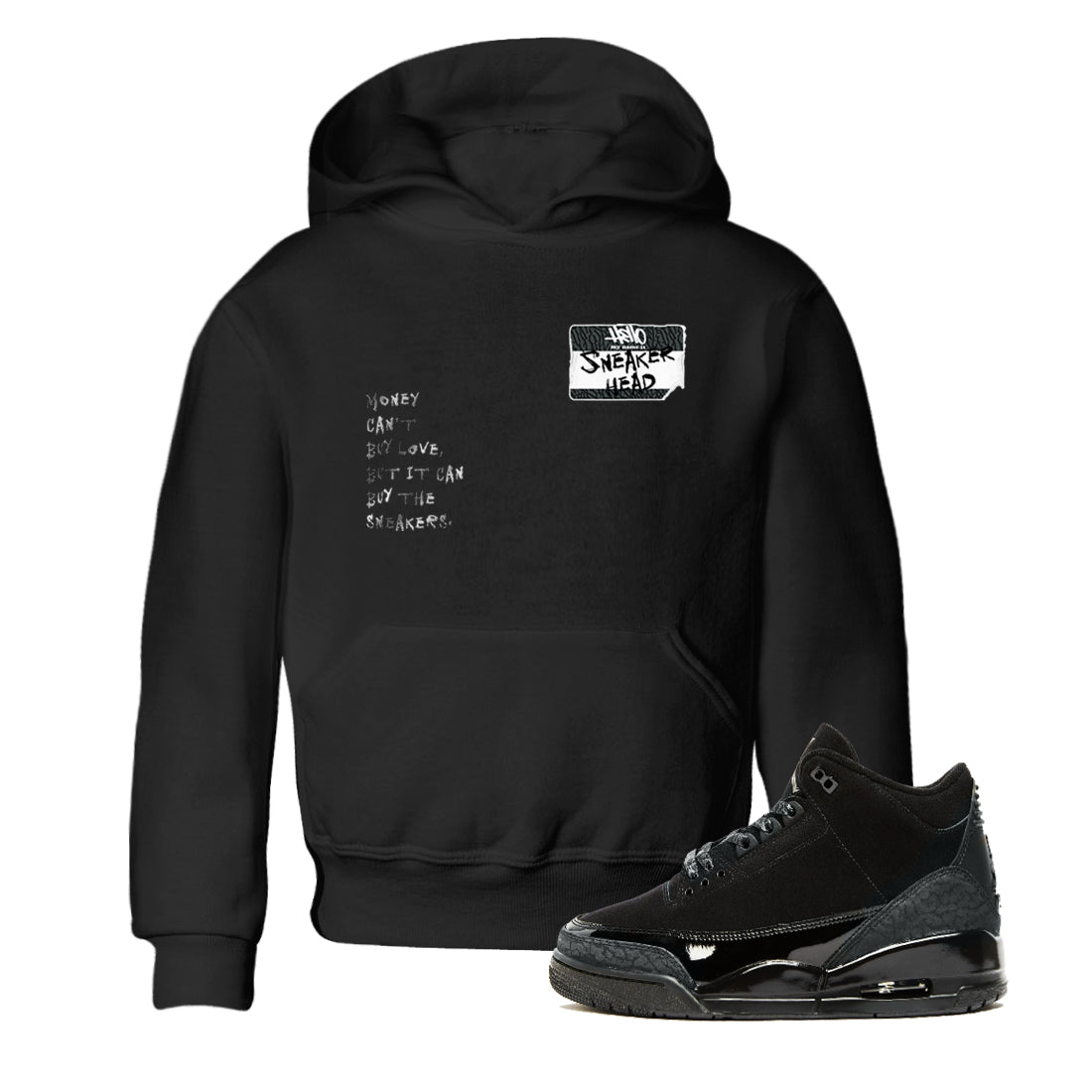 Air Jordan 3 Black Cat shirts to match jordans Sneakerhead Badge sneaker match tees Jordan 3 Retro Black Cat best t shirts to wear with jordans SNRT Sneaker Tees Youth Baby Black 1 tee