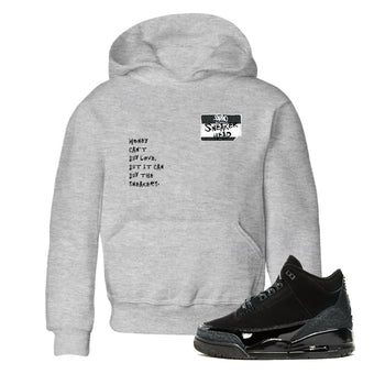 Air Jordan 3 Black Cat shirts to match jordans Sneakerhead Badge sneaker match tees Jordan 3 Retro Black Cat best t shirts to wear with jordans SNRT Sneaker Tees Youth Baby Heather Grey 1 tee