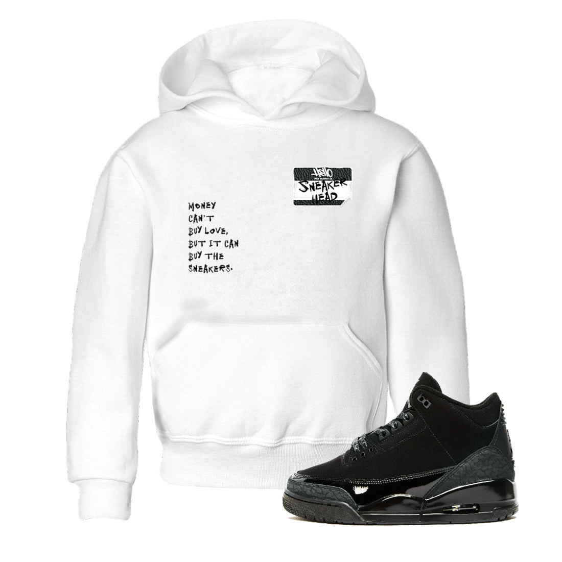 Air Jordan 3 Black Cat shirts to match jordans Sneakerhead Badge sneaker match tees Jordan 3 Retro Black Cat best t shirts to wear with jordans SNRT Sneaker Tees Youth Baby White 1 tee