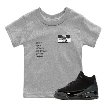 Air Jordan 3 Black Cat shirts to match jordans Sneakerhead Badge sneaker match tees Jordan 3 Retro Black Cat best t shirts to wear with jordans SNRT Sneaker Tees Youth Baby Heather Grey 1 tee