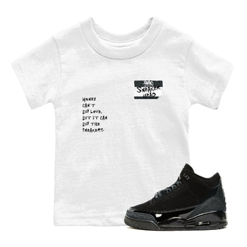 Air Jordan 3 Black Cat shirts to match jordans Sneakerhead Badge sneaker match tees Jordan 3 Retro Black Cat best t shirts to wear with jordans SNRT Sneaker Tees Youth Baby White 1 tee