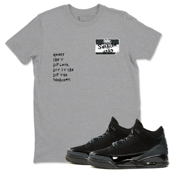 Air Jordan 3 Black Cat shirts to match jordans Sneakerhead Badge sneaker match tees Jordan 3 Retro Black Cat best t shirts to wear with jordans SNRT Sneaker Tees unisex cotton Heather Grey 1 shirts