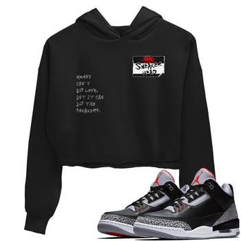 AJ3 Black Cement shirts to match jordans Sneakerhead Badge sneaker match tees Air Jordan 3 Black Cement SNRT Sneaker Tees streetwear brand Black 1 crop tee