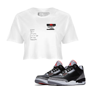 AJ3 Black Cement shirts to match jordans Sneakerhead Badge sneaker match tees Air Jordan 3 Black Cement SNRT Sneaker Tees streetwear brand White 1 crop tee