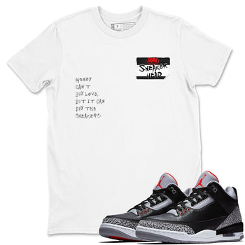 AJ3 Black Cement shirts to match jordans Sneakerhead Badge sneaker match tees Air Jordan 3 Black Cement SNRT Sneaker Tees streetwear brand White 1 unisex cotton tee