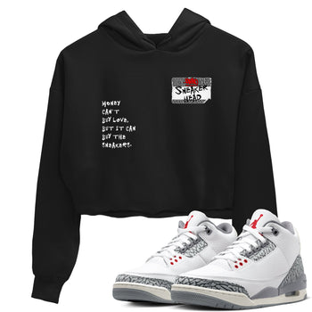 3s Cement Grey shirts to match jordans Sneakerhead Badge sneaker match tees Air Jordan 3 Cement Grey SNRT Sneaker Tees streetwear brand Black 1 crop tee