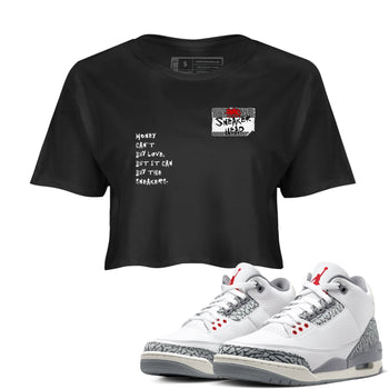3s Cement Grey shirts to match jordans Sneakerhead Badge sneaker match tees Air Jordan 3 Cement Grey SNRT Sneaker Tees streetwear brand Black 1 crop tee