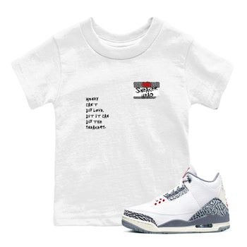 3s Cement Grey shirts to match jordans Sneakerhead Badge sneaker match tees Air Jordan 3 Cement Grey SNRT Sneaker Tees streetwear brand Baby and Youth White 1 cotton tee