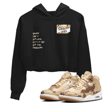 3s Desert Camo shirts to match jordans Sneakerhead Badge sneaker match tees Air Jordan 3 Desert Camo SNRT Sneaker Tees streetwear brand Black 1 crop tee