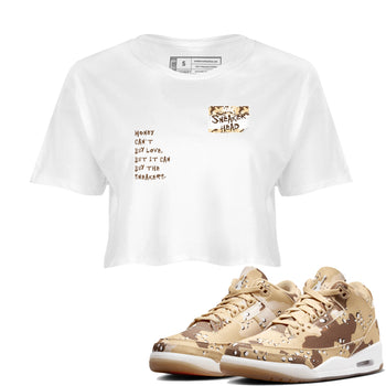 3s Desert Camo shirts to match jordans Sneakerhead Badge sneaker match tees Air Jordan 3 Desert Camo SNRT Sneaker Tees streetwear brand White 1 crop tee