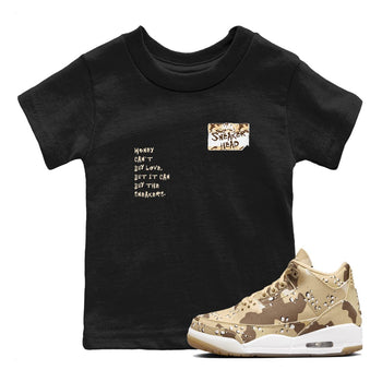 3s Desert Camo shirts to match jordans Sneakerhead Badge sneaker match tees Air Jordan 3 Desert Camo SNRT Sneaker Tees streetwear brand Baby and Youth Black 1 cotton tee
