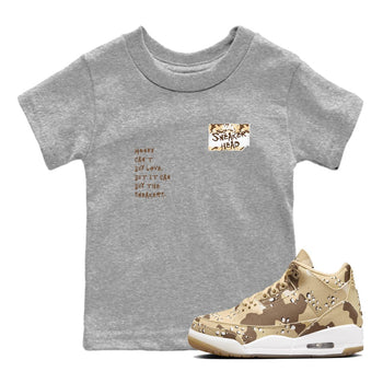 3s Desert Camo shirts to match jordans Sneakerhead Badge sneaker match tees Air Jordan 3 Desert Camo SNRT Sneaker Tees streetwear brand Baby and Youth Heather Grey 1 cotton tee