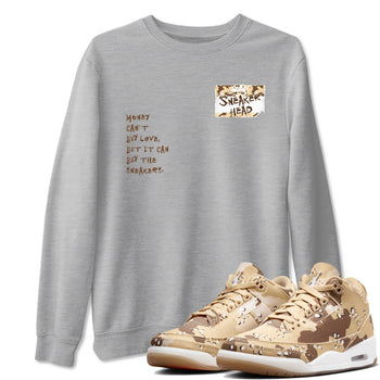 3s Desert Camo shirts to match jordans Sneakerhead Badge sneaker match tees Air Jordan 3 Desert Camo SNRT Sneaker Tees streetwear brand Heather Grey 1 unisex cotton tee