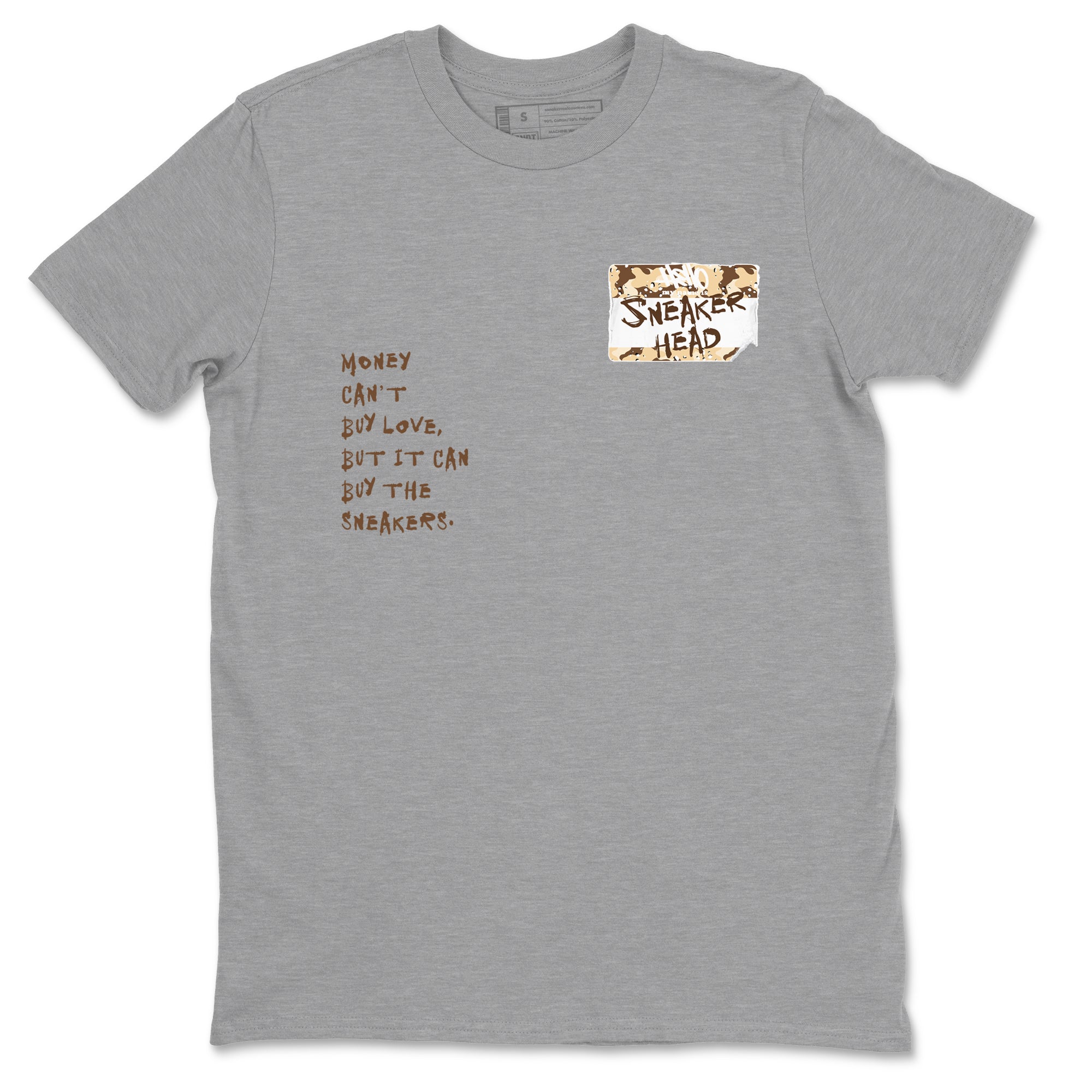 3s Desert Camo shirts to match jordans Sneakerhead Badge sneaker match tees Air Jordan 3 Desert Camo SNRT Sneaker Tees streetwear brand Heather Grey 2 unisex cotton tee
