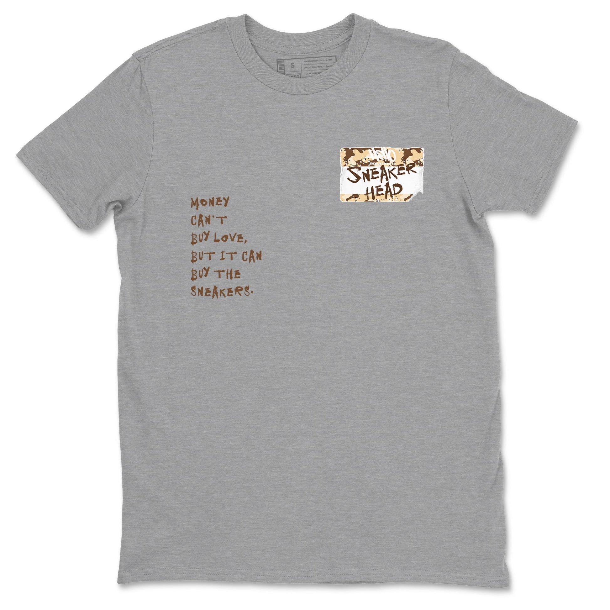 3s Desert Camo shirts to match jordans Sneakerhead Badge sneaker match tees Air Jordan 3 Desert Camo SNRT Sneaker Tees streetwear brand Heather Grey 2 unisex cotton tee